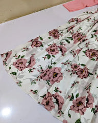 2 Pcs Stylish Floral Print Maxi Dress With Pink Jacket – Women’s Western Wear – Floral Maxi