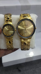 Elegant Couple Watch Set – Luxury Quartz Wristwatches For Him & Her With Dual-tone Metal Strap