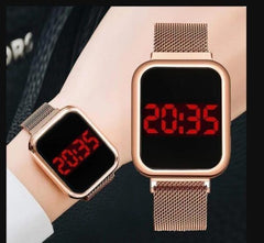 Touch Led Magnet Watch Fashion Casual Sports Men’s Watch Touch Smart Led Digital Watches Electronics Wrist Watches For Men Women Square Clock Golden (without Box