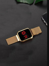 Touch Led Magnet Watch Fashion Casual Sports Men’s Watch Touch Smart Led Digital Watches Electronics Wrist Watches For Men Women Square Clock Golden (without Box