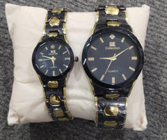 Elegant Couple Watch Set – Luxury Quartz Wristwatches For Him & Her With Dual-tone Metal Strap