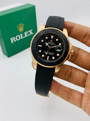Rolex Stylish Watch For Men Adjustable Rubber Strap | Heavy Master Lock | Steel Buzzle Working – Without Box