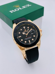 Rolex Stylish Watch For Men Adjustable Rubber Strap | Heavy Master Lock | Steel Buzzle Working – Without Box