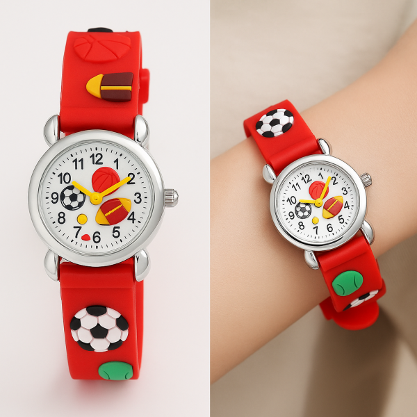 High Quality Cute Football Cartoon Children Watch Girls Rubber Kids Watches Boys Silicone Quartz Wristwatches