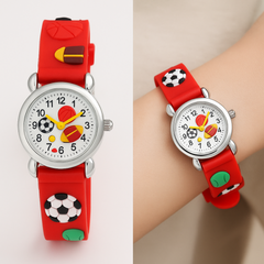 High Quality Cute Football Cartoon Children Watch Girls Rubber Kids Watches Boys Silicone Quartz Wristwatches