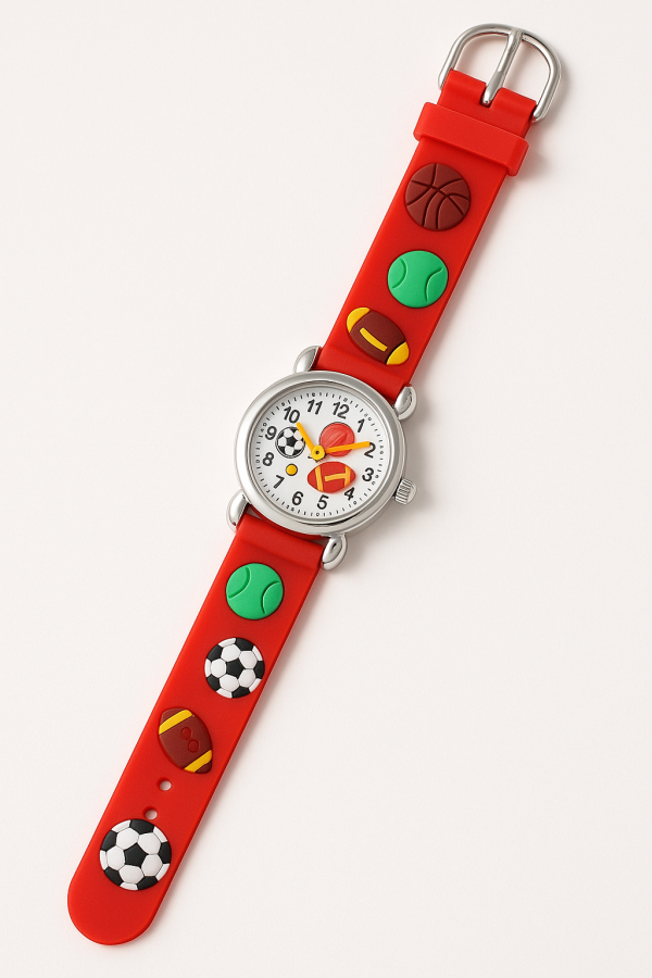 High Quality Cute Football Cartoon Children Watch Girls Rubber Kids Watches Boys Silicone Quartz Wristwatches
