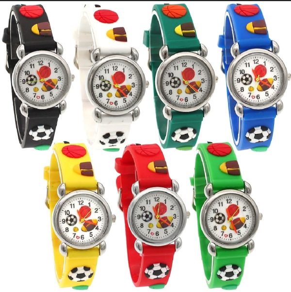 High Quality Cute Football Cartoon Children Watch Girls Rubber Kids Watches Boys Silicone Quartz Wristwatches