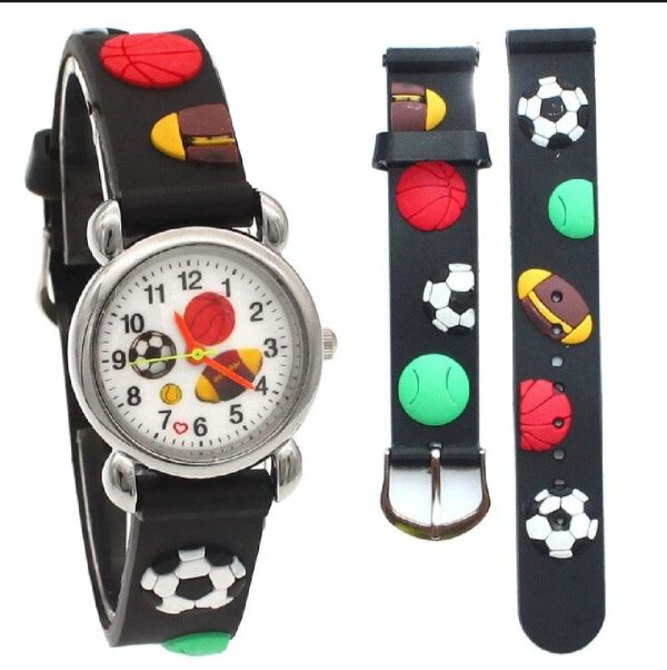 High Quality Cute Football Cartoon Children Watch Girls Rubber Kids Watches Boys Silicone Quartz Wristwatches