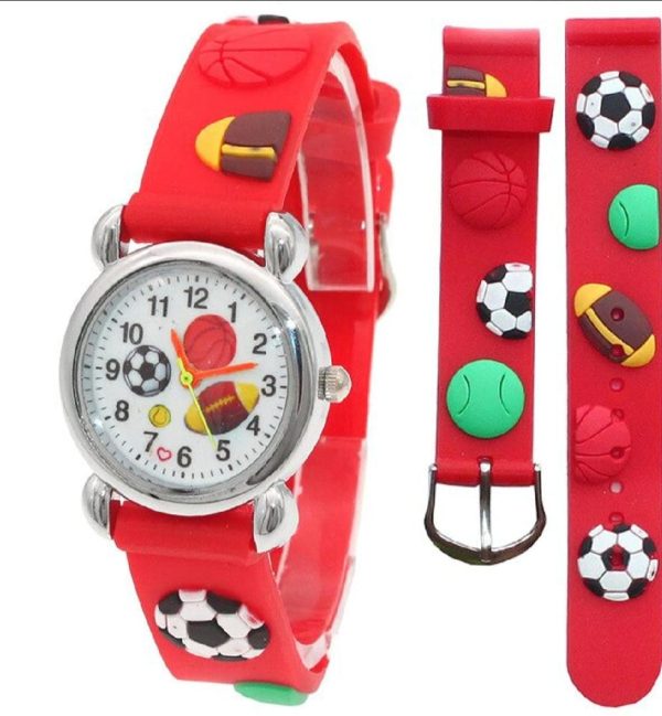 High Quality Cute Football Cartoon Children Watch Girls Rubber Kids Watches Boys Silicone Quartz Wristwatches