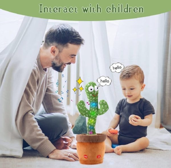 Rechargeable Cute Dancing Cactus Toy For Kids | Talking Dancing Shaking & Talk Back With Lights | Happy Birthday Gift (with Box)