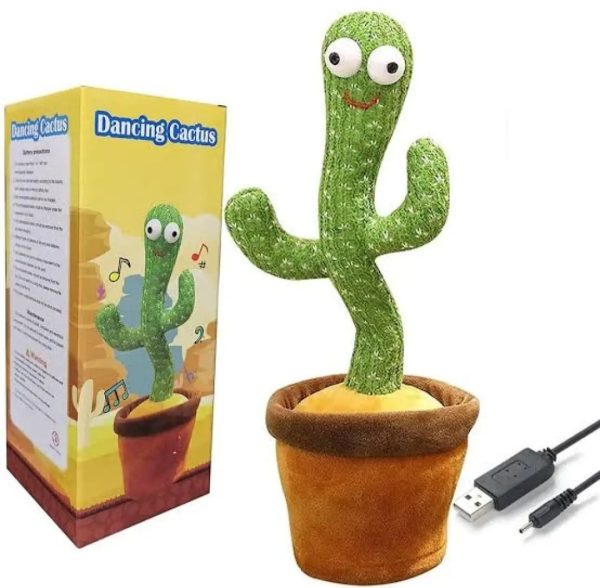 Rechargeable Cute Dancing Cactus Toy For Kids | Talking Dancing Shaking & Talk Back With Lights | Happy Birthday Gift (with Box)